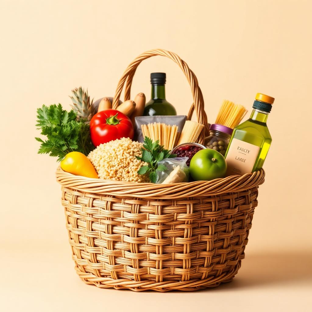 Bolsa de mandado con productos de despensa
